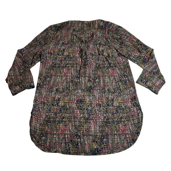 Romeo & Juliet Couture Split Neck Popover Tunic Blouse Size S Roll Tab Sleeve - Picture 2 of 9
